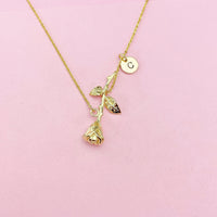 Gold Rose Flower Charm Necklace, AN3061