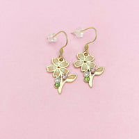 Gold Japanese Cherry Blossom Earrings, Sakura Earrings, Flower Jewelry, N3283
