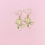 Gold Japanese Cherry Blossom Earrings, Sakura Earrings, Flower Jewelry, N3283