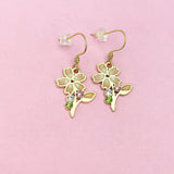 Gold Japanese Cherry Blossom Earrings, Sakura Earrings, Flower Jewelry, N3283