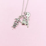 Silver Caduceus Charm Medical Syringe Charm Necklace, N759
