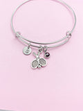 Silver Tennis Racket Charm Bracelet, N716A