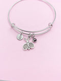 Silver Tennis Racket Charm Bracelet, N716A