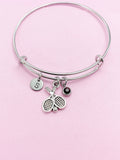 Silver Tennis Racket Charm Bracelet, N716A