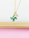 Gold Pinwheel Charm Necklace Birthday Gift Ideas Personalized Customized Made to Order Jewelry, DN5171