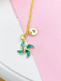Gold Pinwheel Charm Necklace Birthday Gift Ideas Personalized Customized Made to Order Jewelry, DN5171