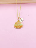 Gold Hamburger Charm Necklace, Gold Burger Jewelry Gift, N3578