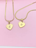 Initial Alphabet Letter Charm Stainless Steel Necklace in Gold or Silver, Personalized Gift, D454