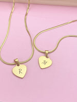 Initial Alphabet Letter Charm Stainless Steel Necklace in Gold or Silver, Personalized Gift, D454