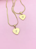 Initial Alphabet Letter Charm Stainless Steel Necklace in Gold or Silver, Personalized Gift, D454