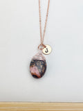 Rhodonite Necklace, Natural Gemstone Jewelry N4285