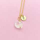 Natural Quartz Nugget Necklace in Gold, Silver, Rose Gold or Black in Option, AN3042