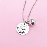 Volleyball Coach Necklace in Silver, Keychain and Bracelet in Option, AN115