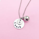 Volleyball Coach Necklace in Silver, Keychain and Bracelet in Option, AN115