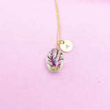 Tree Charm Necklace, Gold Pressed Flower Necklace, N2350