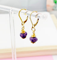 Imperial Jasper Earrings, Natural Regalite/Imperial Jasper/Sea Sediment Jasper, Hypoallergenic, Dangle Hoop Lever-back Earrings, N4711