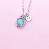 Jade Necklace, Natural Gemstone Jewelry, Spinner Silver Necklace, 17N5055