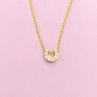 TINY Horseshoe Charm Necklace in Gold, Luck Gift, Dainty Necklace, Delicate Minimal, Mother's Day Gift, N2617