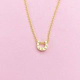 Gold Horseshoe Charm Necklace, Minimalist Luck Jewelry