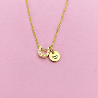 Cute Tiny Horseshoe Necklace in Gold, AN2617