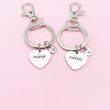 Nina Nino Keychain, Stainless Steel Heart Nina Gifts, Nino Gifts, Personalized Gift, N4729