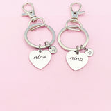 Nina Nino Keychain, Stainless Steel Heart Nina Gifts, Nino Gifts, Personalized Gift, N4729