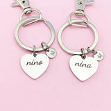 Nina Nino Keychain, Stainless Steel Heart Nina Gifts, Nino Gifts, Personalized Gift, N4729