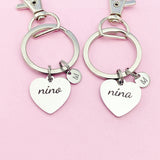 Nina Nino Keychain, Stainless Steel Heart Nina Gifts, Nino Gifts, Personalized Gift, N4729
