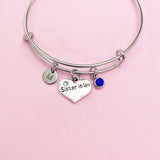Silver Sister in Law Heart Charm Bracelet, Sister in Law Gift, N2627