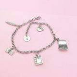 IT Teacher Bracelet, Computer Charm, Apple Charm, Textbook Charm, Book Charm, Pencil Charm, Computer Technology Teacher Gift, AN1491