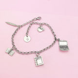 IT Teacher Bracelet, Computer Charm, Apple Charm, Textbook Charm, Book Charm, Pencil Charm, Computer Technology Teacher Gift, AN1491