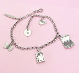 IT Teacher Bracelet, Computer Charm, Apple Charm, Textbook Charm, Book Charm, Pencil Charm, Computer Technology Teacher Gift, AN1491