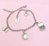 IT Teacher Bracelet, Computer Charm, Apple Charm, Textbook Charm, Book Charm, Pencil Charm, Computer Technology Teacher Gift, AN1491