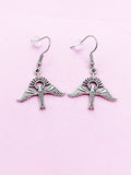Holy Spirit Dove Charm Dangle Earrings in Silver, Christian Dove Charm, Dove with Sun Ray Charm, AN367