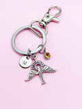 Holy Spirit Dove Charm Keychain in Silver, Christian Dove Charm, Bird, Dove with Sun Ray Charm, Personalized Gift, Christmas Gift, CN367