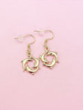 Gold Three Dolphin Charm Earrings, AN148(N2777)