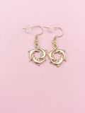 Gold Three Dolphin Charm Earrings, AN148(N2777)