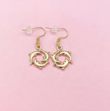 Gold Three Dolphin Charm Earrings, AN148(N2777)