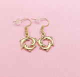 Gold Three Dolphin Charm Earrings, AN148(N2777)