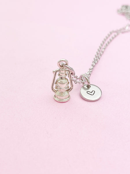 Silver Lantern Charm Necklace Guiding Achieve Goal Gift Ideas Personalized Customized Monogram Made to Order Jewelry, N5476