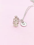 Silver Lantern Charm Necklace Guiding Achieve Goal Gift Ideas Personalized Customized Monogram Made to Order Jewelry, N5476