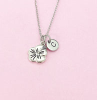 Silver Hibiscus Tropical Flower Charm Necklace, Personalized Gifts, N4649