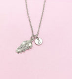 Silver Sport Shoe Cleat Necklace, Soccer/Football Charm, Initial Necklace