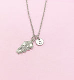 Silver Sport Shoe Cleat Necklace, Soccer/Football Charm, Initial Necklace