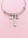 Silver Violin Viola Charm Bracelet School Music Orchestra Gift Ideas Personalized Customized Made to Order Jewelry, AN5451