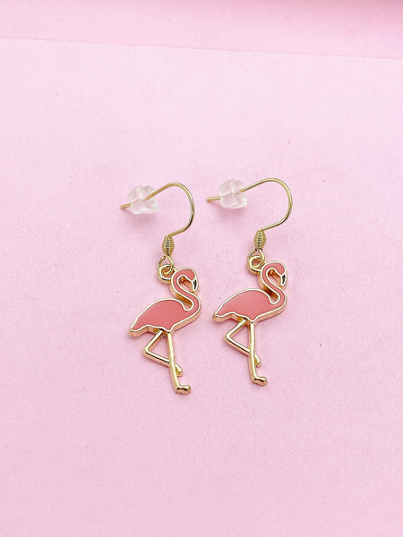 Gold Flamingo Charm Earrings, AN2696