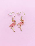 Gold Flamingo Charm Earrings, AN2696