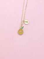 Silver or Gold Cubic Zirconia Orange Slice Necklace, Birthday Gift, N5592