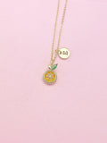 Silver or Gold Cubic Zirconia Orange Slice Necklace, Birthday Gift, N5592