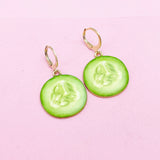 Green Cucumber Charm Gangle Earring in Gold, N2946